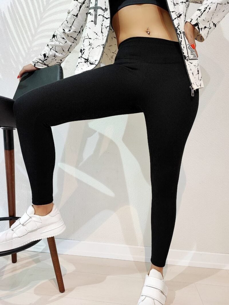 Ribbed Black Jeggings (LH-J3020B) - Image 11